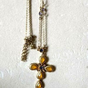 Avon Gold-tone Simulated Multi gemstone Cross Pendant Necklace